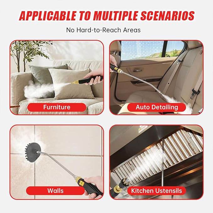 Handheld Steam Cleaner, 2500W Portable High Temp Bathroom Power Steamer Cleaning Machine High Pressure Steam Cleaner For Home Use Kitchen Grease Car Detailing