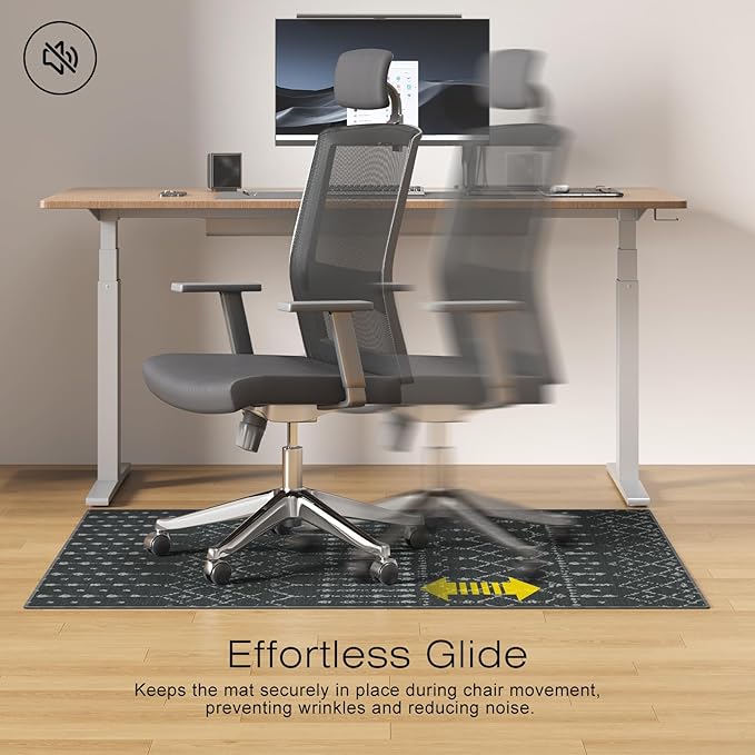 Office Chair Mat for Hardwood & Tile Floors, 48" x 36" Desk Chair Mat, Non-Slip Floor Protector for Rolling Chairs, Machine Washable Area Rug for Home Office, Black