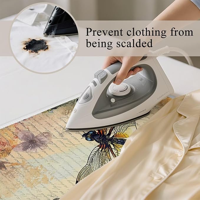 Vintage Ironing Pad Dragonfly Ironing Blanket Thick Travel Iron Pad Heat Resistant Ironing Board Cover for Table Top, Washer, Dryer,32 x 16 Inch Ironing Mats