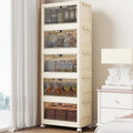 5 Tier - 34QT Storage Bins with Lids, Collapsible Storage Bins with Doors and Wheels, Plastic Storage Cabinet for Easy Storage and Organization for Living Room, Office