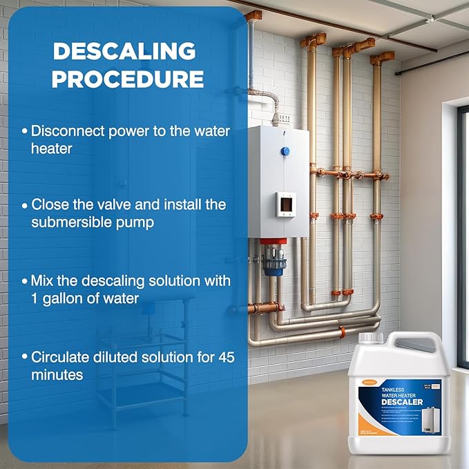Tankless Water Heater Descaler, Highly Effective Descaler Restores Heating Efficiency - for Tankless Water Heater Systems, Restores Heating Efficiency, Easy to Use, Quart, 32 fl oz