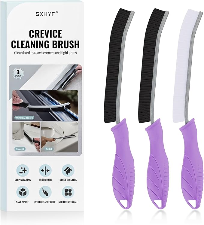 SXhyf Crevice Cleaning Brush - Grout Scrub Brush, House Cleaning Supplies, Gap Cleaning Tools, Home Essentials, Gifts for Women Men, Hard Bristle Crevice Cleaner Brush for Household Use, Bathroom