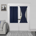 DWCN French Door Curtains – Rod Pocket Thermal Blackout Curtain for Doors with Glass Window, Kitchen and Patio Doors for Privacy, 54 X 40 Inch Length, 1 Curtain Panel with Tieback, Navy Blue