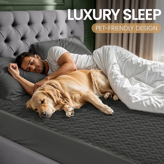 Utopia Bedding Waterproof Mattress Protector Queen Size (Gray), Premium 3D Air Soft Fabric Mattress Cover, Fits 17 Inches Deep, Breathable, Fitted Style with Stretchable Pockets