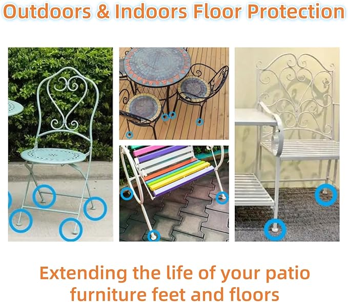 Wrought Iron Patio Furniture Feet Caps - Furnigear 1-1/2" Round Plastic Outdoor Chair Leg Caps, Floor Protectors for Metal Chairs & Tables, Patio Furniture Replacement Rubber Feet (24 Pack, Black)