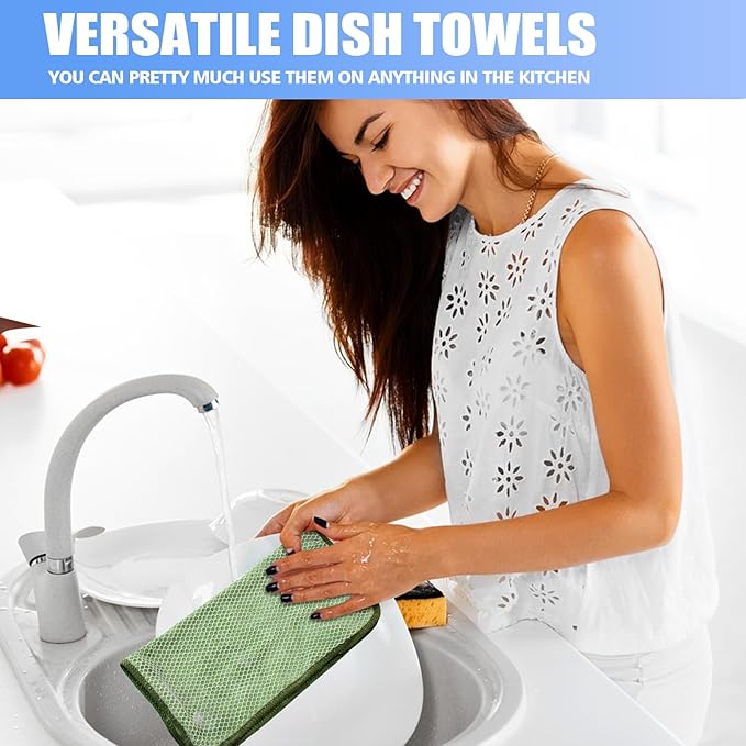 KinHwa Kitchen Washcloths for Dishes Absorbent Microfiber Dish Cloths Quick Dry Dish Rags with Poly Scour Scrub Side Ideal for Kitchen Cleaning (Mixing Colors #1, 12inchx12inch 9 Pack)