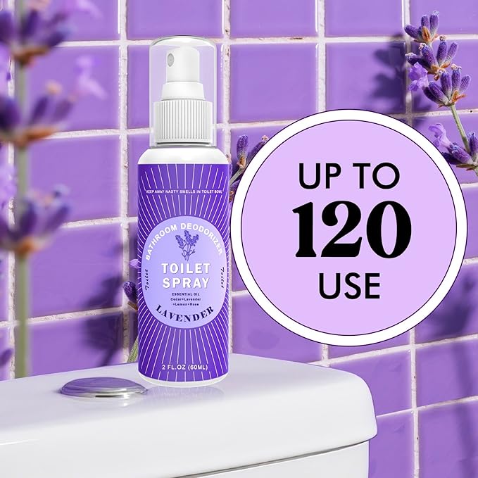 Toilet Spray Travel Size Lavender, Air Freshener Bathroom Spray, Up to 240 Uses, 2 Pack