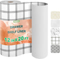 OcePor Non-Adhesive Drawer and Shelf Liner 12IN x 20FT，Non Slip Cabinet and Cupboard Liner, Kitchen Cabinet Liners for Shelves, Waterproof Drawer Shelf Liners for Cabinets/Bathroom Cupboard, Stripe