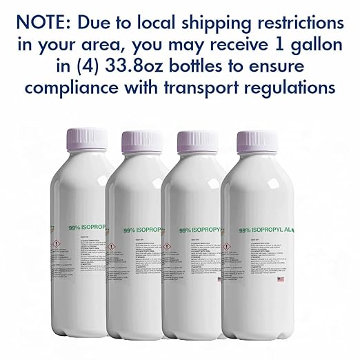 99% Pure Isopropyl Alcohol, 99 Percent IPA 1 Gallon, USP Grade, Made in The USA (2 Gallons / 256 oz)