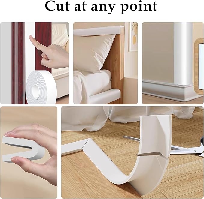 Weather Stripping Door Seal White,1Inch Wide X 1/4 Inch Thick,Air Conditioner Window Seal,Self Adhesive Foam Tape High Density Foam Sealing Strip,Door Soundproof Tape Roll,Total 16.4 Feet Long