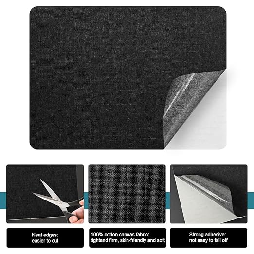 J.CARP 2Pcs Linen Repair Patches, Large Self-Adhesive Fabric Patch for Sofas, Couch, Furniture, Car Seats (8 * 11 inches-2PCS Floral Black)