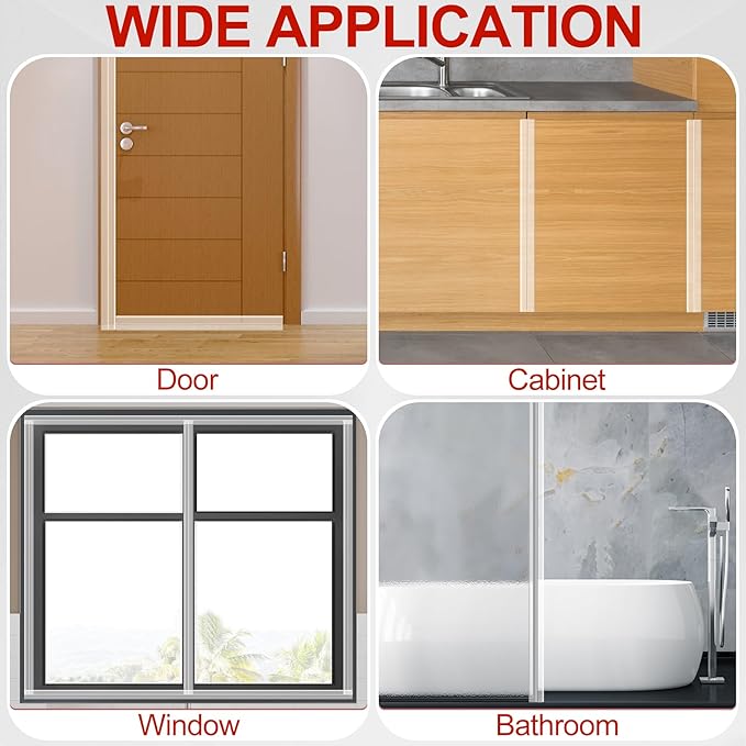 MYFAMIREA Door Weather Stripping 2IN (W) x 20FT (L) Door Draft Stopper Seal Tape Silicone Seal Strip Self Adhesive Shower Sweep Insulation Tape Side Bottom Strip for Sliding Glass Window Gap, Clear