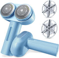 TORRAS Dual-Head Fabric Shaver, Longest Durability & 50ml Large Capacity Rechargeable Lint Removers to Remove Pills, 6-Leaf Blades Defuzzer, Electric Shaver for Clothes Couch Furniture, Sky Blue