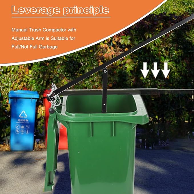 ECUTEE Manual Trash Compactor Touchless Manual Cardboard Trash Compactor for Trash and Recycling Bin, Waste Compacting Tool for 120-660l Wheelie Bins for Home Kitchen Restaurant