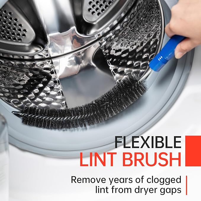 BLuesea Dryer Vent Cleaner Kit, 15-Piece Ultimate Dryer Cleaning Kit Include 40 Feet Dryer Vent Brush, Upgrade Noiseless Dryer Lint Vacuum Attachment, Lint Trap Brush, Vacuum & Dryer Adapters