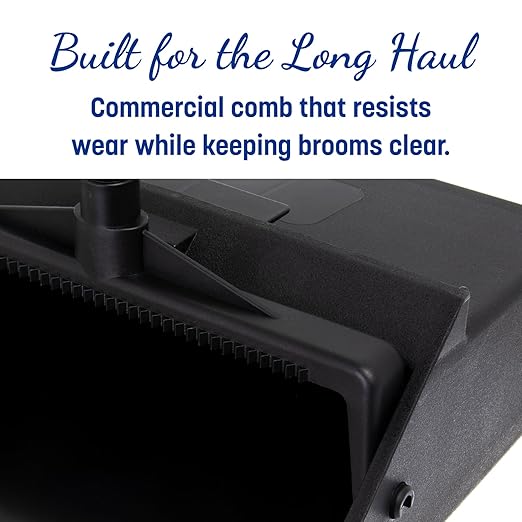 Carlisle FoodService Products Duo-Pan Upright Dust Pan with Serrated Yoke for Home, Restaurants, Kitchen, Lobby, And Office, Plastic, 30 Inches, Black