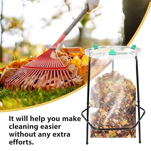 Garden Trash Bag Holder Stand, Metal Leaf Bag Holder, Frame Holds 30-55 Gallon Multi Use Bags, Outdoor Trash Bag Holder for Yard and Lawn Cleanup, Gardening, Camping, Parties