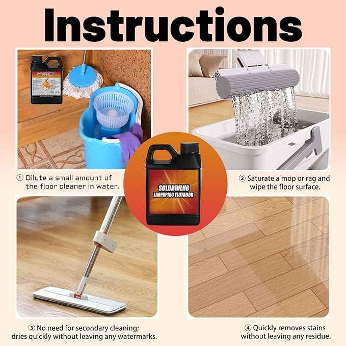 Tile Cleaner, Original Floor Cleaner, Heavy Limpa Pisos, Deep Cleaning Multipurpose Powerful Stain Removing Liquid for Floors, Bathroom Shower, Kitchen (1, 2 PCS)
