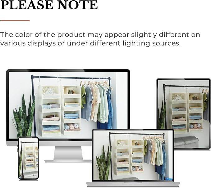 GRANNY SAYS 4-Shelf Hanging Organizer, Closet Hanging Shelves, Space Saver for Bedroom & Living Room, Beige, 2-Pack
