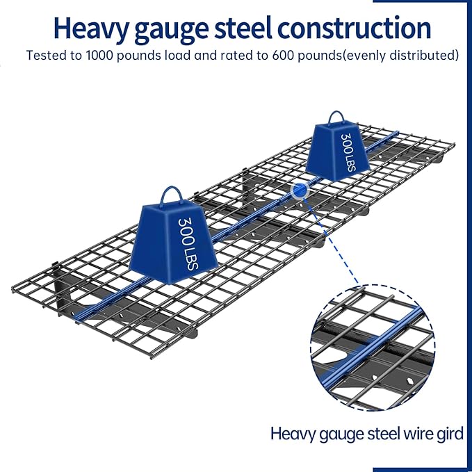 Heavy Duty Garage Wall Shelving, 2x6ft Wall Mounted Storage Shelves for Garage, Closet, Laundry Room, Heavy Duty Walls Shelving, Holds Up to 600 Lbs(Black), 70.86" x 23.6"