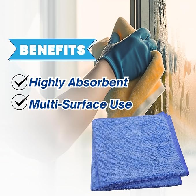 Single Microfiber Cleaning Cloth 40x40 cm - Ultra Absorbent Microfiber Cloth for Home, Kitchen Car Bathroom Rags Polish Cleaning 250 GSM (Dark Blue)