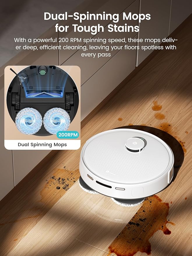 Lefant LiDAR Robot Vacuum and Mop, All-in-One Dock,56-Day Self-Emptying, 190° PSD Obstacle Avoidance, Customized Cleaning, 12000Pa Strong Suction, 220 Min Runtime, WiFi/Alexa/APP/iWatch, M3
