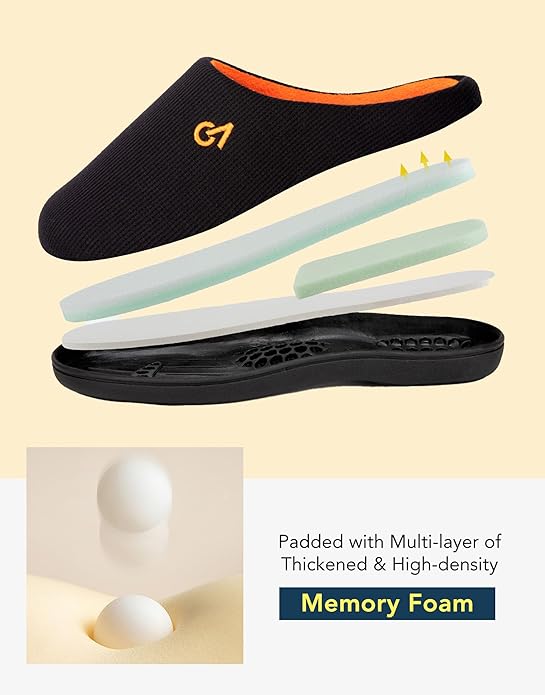 VeraCosy Men's Two-Tone Memory Foam House Slippers Indoor Outdoor Durable Rubber Sole