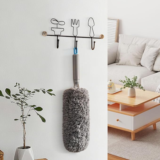 Microfiber Duster with Washable and Reusable Duster Head, Microfiber Dusters for Household Cleaning, Gray