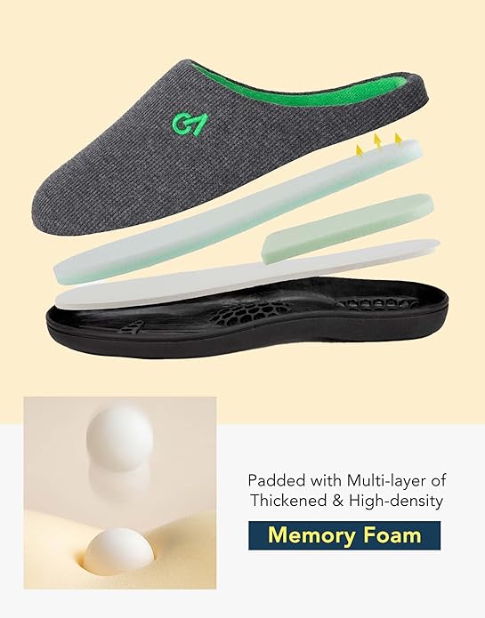 VeraCosy Men's Two-Tone Memory Foam House Slippers Indoor Outdoor Durable Rubber Sole
