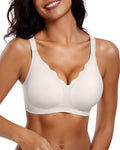 Vertvie Womens Seamless Bras No Underwire Supportive Wireless Push Up Full Coverage Bralette Comfort Scalloped T-Shirt Bra