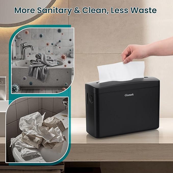 Paper Towel Dispenser Countertop, Compact Trifold Multifold Z Fold Hand Towel Holder Commercial Bathroom Paper Towels Dispenser for Home Kitchen Toilet, Black