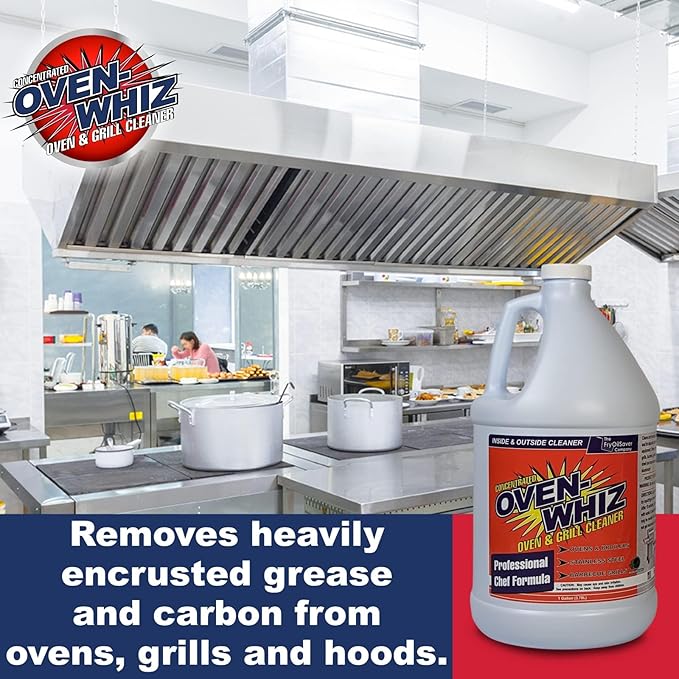 4 x 1 Gallon (512 Oz.) Oven-Whiz Oven & Grill Cleaner by FryOilSaver Co., Tough Stain Buildup, Grease & Food Burnt Eliminator for BBQ Grill, Ovens, Stainless Steel for Home Kitchen, Restaurant & Diner