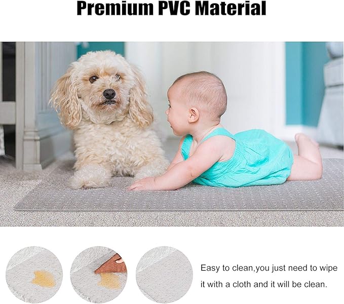 Kuyal Desk Chair Mat for Carpet, 46'' x 72'' Rectangle Transparent Mats for Chairs Good for Desks, Office and Home, Easy Glide, Protects Floors for Low and No Pile Carpeted Floors