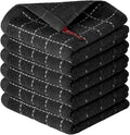 Artoid Mode Checkered Designed Cotton Black Terry Kitchen Dish Cloths, 12x12 Inch Soft Absorbent Quick Drying Cleaning Kitchen Rags Set of 6