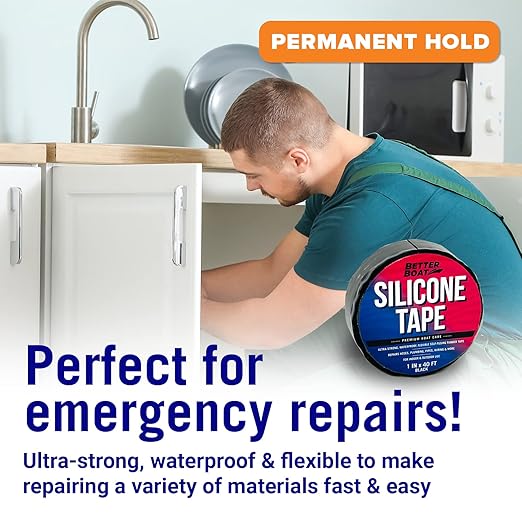 Black Heavy Duty Silicone Tape, Self-Fusing Rubber Hose and Plumbing Water Pipe Repair Seal, Coax Electrical or Waterproof Tape for Leaks, 40ft
