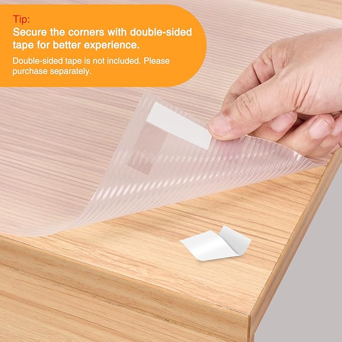Glotoch Shelf and Drawer Liner for Kitchen Cabinet,12in x 30FT Non-Adhesive Cabinet Liners for Shelves Non Slip Waterproof Contact Paper for Cabinets Pantry Fridge EVA Wire Shelf Liner,Clear