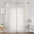 Chyhomenyc Ivory Sheer Curtains 84 Inches Long 2 Panels Set, Light Filtering Cream Voile Window Drapes for Bedroom Living Room, 42Wx84L Inch, Ivory, Set of 2