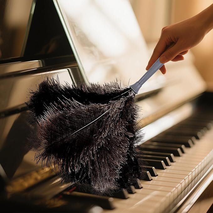 Feather Duster-Genuine Ostrich Feathers,Anti-Static,Reusable Eco-Friendly Handheld Cleaning for Keyboard,Home,Car,Office(17Inch,2Pack)