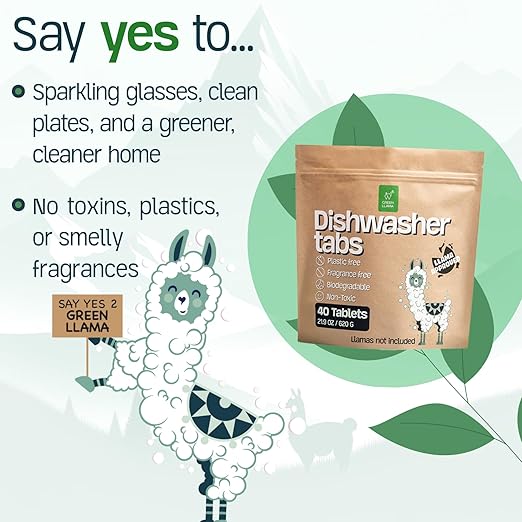 Dish Washing Machine Tablets, Pack of 20 - Fragrance-Free, PVA-Free, Non-Toxic Dishwasher Tablets in Compostable Packaging – Women-Owned Company, Leaping Bunny Certified