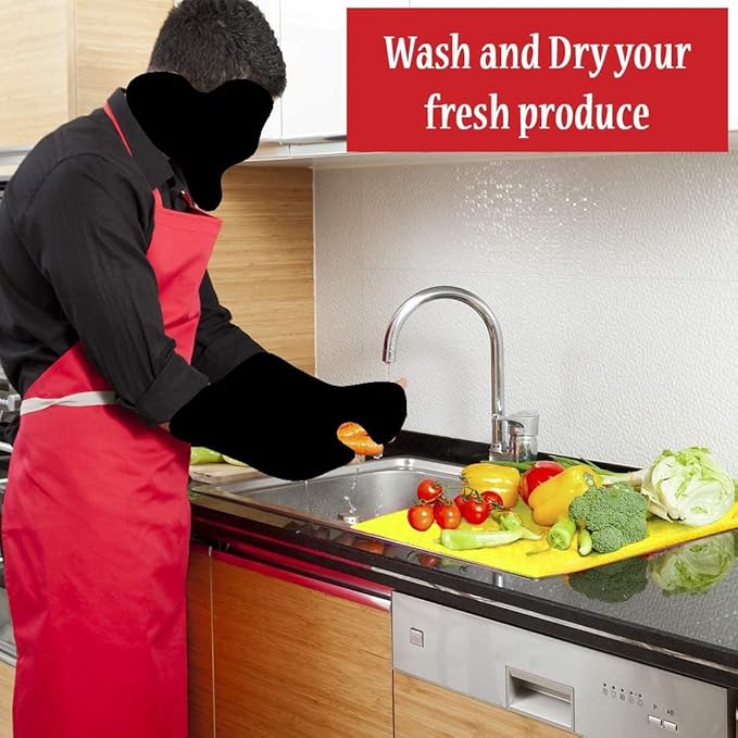 Dualplex® Fruit & Veggie Life Extender Liner for Fridge Refrigerator Drawers, 12x15 Inches (4 Pack) – Extends The Life of Your Produce & Prevents Spoilage (Yellow)