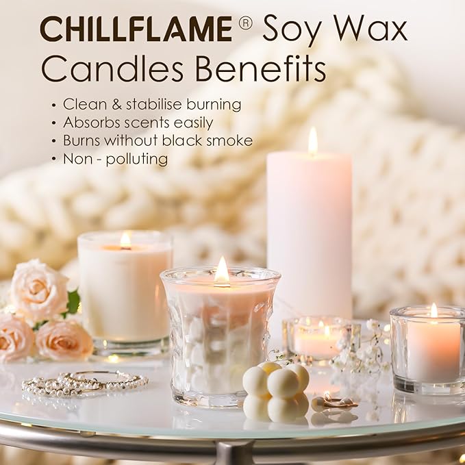 CHILLFLAME Soy Wax Flakes, Natural Candle Wax, Organic Soy Wax for Candle Making from Farm, No Harmless, Additives, and Pure (20lb)