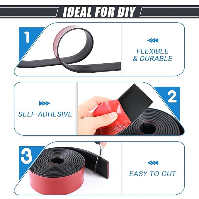 Adhesive Rubber Strips Neoprene Rubber Sheets, Rolls & Strips with Adhesive Backing Rubber Pads Self Stick Seal Rubber Gasket Adhesive Back for Matting Padding - 4" Wide x 1/8" Thick x 10' Long