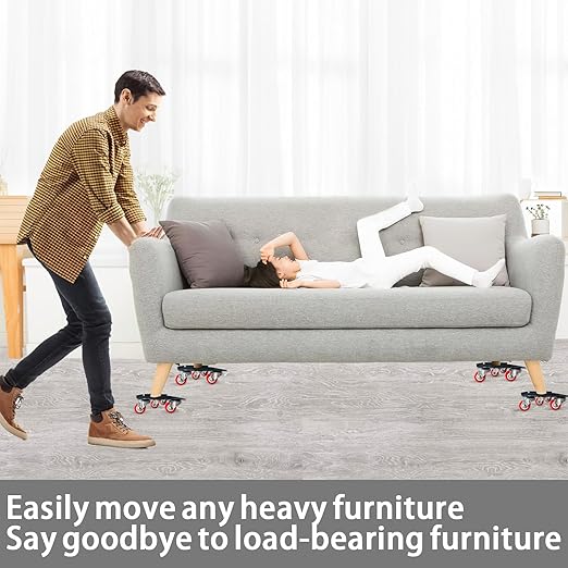 Furniture-Dolly-Furniture-Movers with-5-Wheels, Furniture Sliders Lifters Tool Set for Moving Heavy Duty, Furniture Dollies, Max Capacity 1650Ib Red