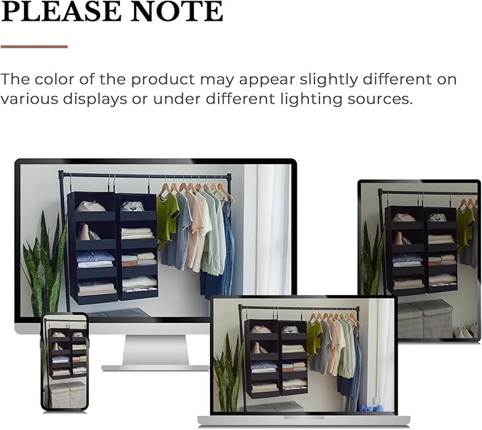 GRANNY SAYS 4-Shelf Hanging Organizer, Closet Hanging Shelves, Closet Hanging Storage Organizers, Organization for Bedroom, Living Room, Baby Nursery, Camper Accessories, Black, 2-Pack