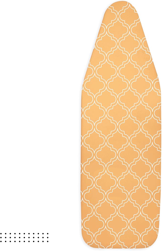 Encasa XO Ironing Board Cover and Pad 42"x14" - Thick 3mm Felt Padding, Drawstring Tightening & Lock, Easy Fit, Scorch & Stain Resistant, Fits Medium Ironing Board - Peach Tiles