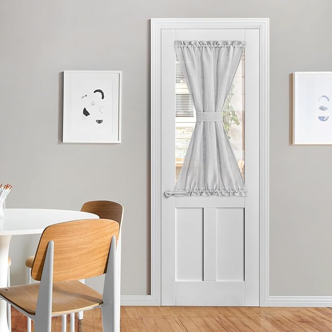 NICETOWN Light Grey Sidelight Curtain, Light Filtering Side Front Door Curtains for Small Window, French Door Curtain for Window Cover, 26W X 50L with Tieback, 1 Panel