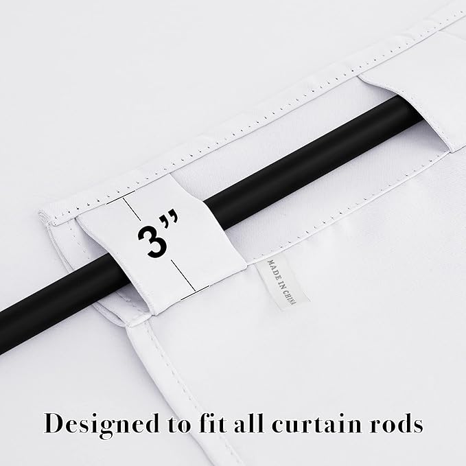 RYB HOME White Curtains Drapes - Room Darkening Window Curtains Thermal Insulated Bedroom Half Blackout Drapes for Living Room Kids Nursery, 42 x 45 inches Long, Pure White, 1 Pair