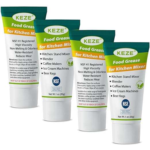Keze Food Grade Lubricant Grease Espresso Machine Grease Sanitary Lubricant for Mixer, Meat Slicers, Ice Cream and Coffee Machine,Water Filters O Rings Lube Prevent Wear and Rust, 1 oz 4-Pack