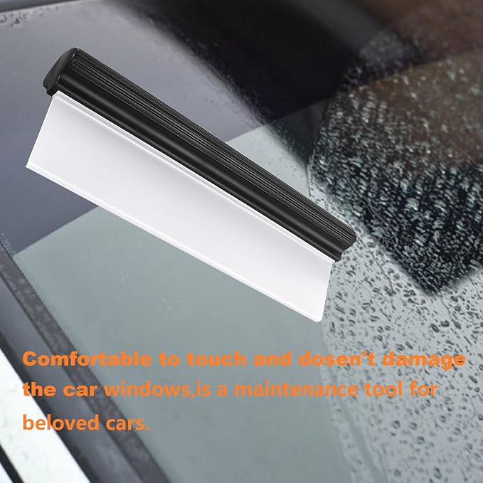 2pack 12inch Car Drying Squeegee Water Blade Universal Quick Drying Squeegee Wiper Flexible T-Bar Water Blade Silicone Squeegee for Car,Glass,Windshield,Bathroom Black Handle