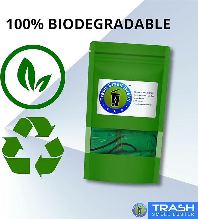 Outdoor Trash Can Cover Biodegradable Odor Eliminating Bag with Elastic Band Lemon Scented Durable 32 Gallon 3 Pack